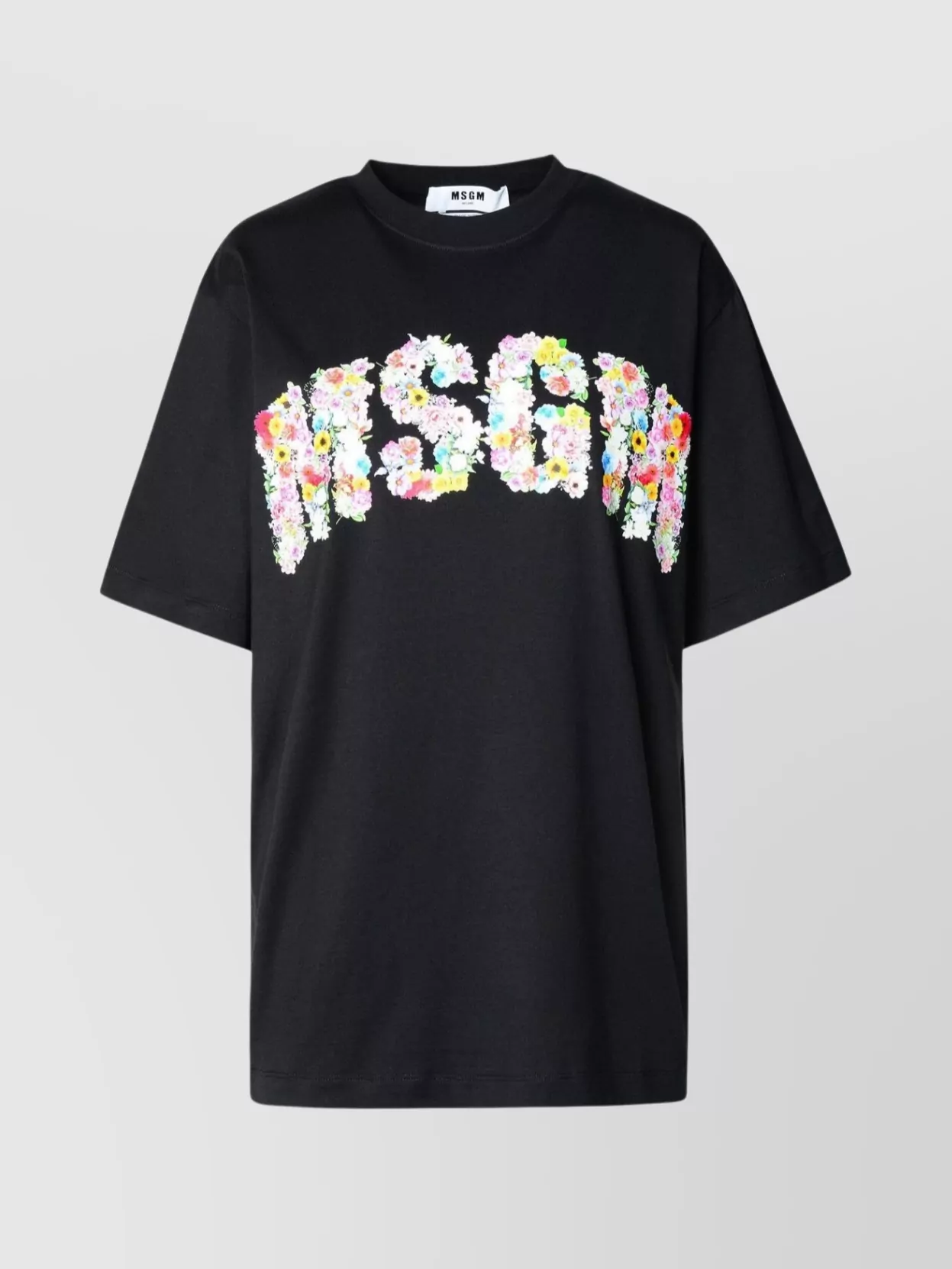 Shop Msgm Cotton T-shirt Floral Embellishment