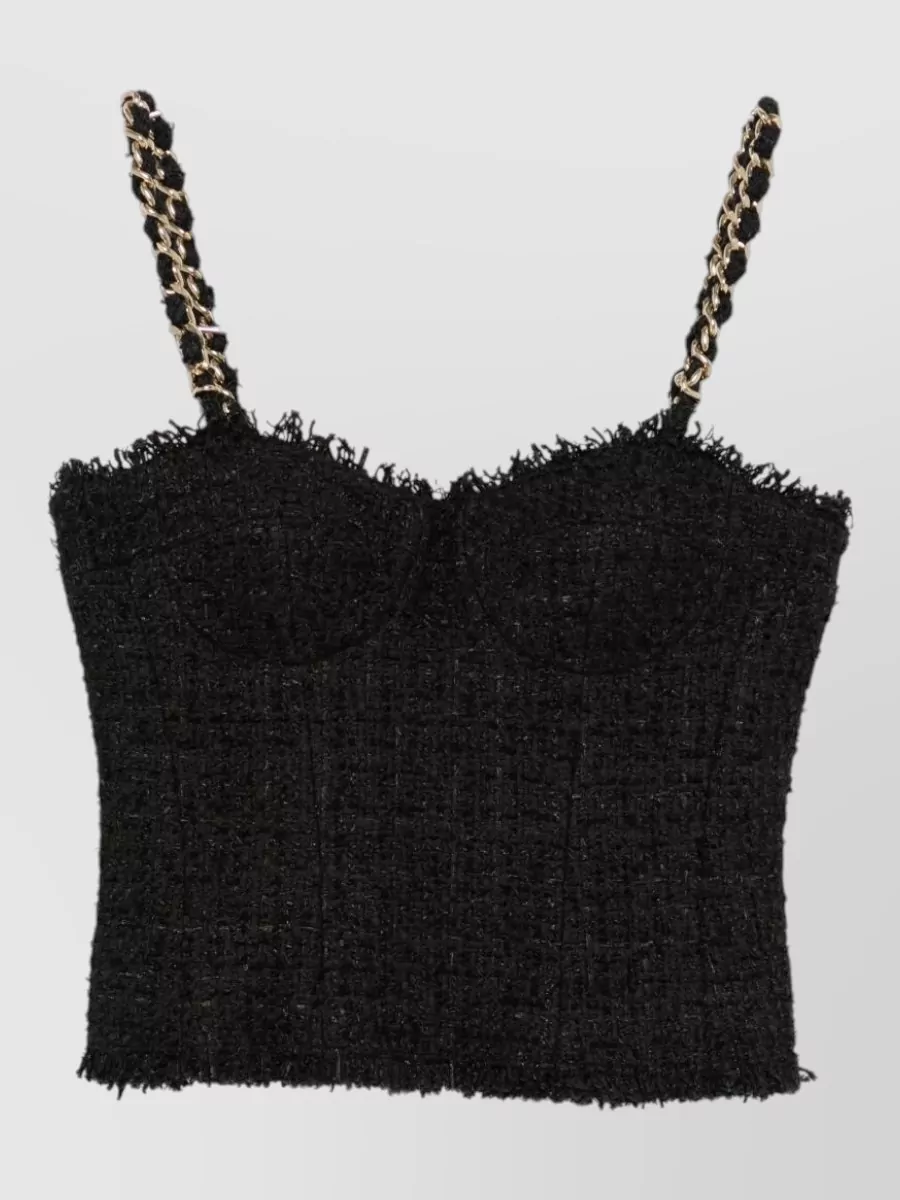 Balmain sweetheart neck tweed blouse