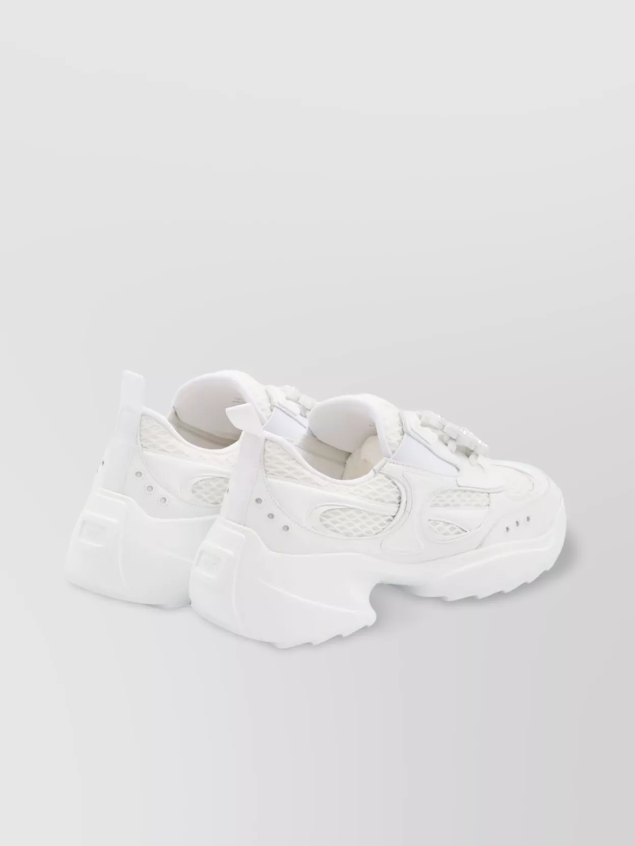 Roger Vivier Crystal Buckle Sneakers With Leather