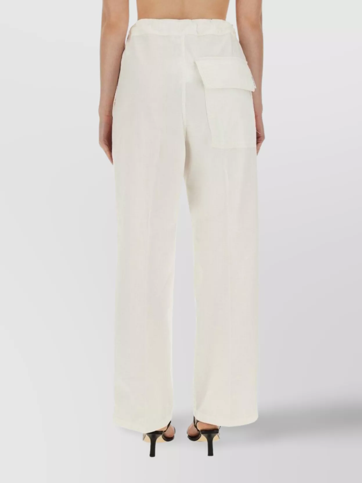 Shop Victoria Beckham Trousers Wide Leg Drawstring Waist