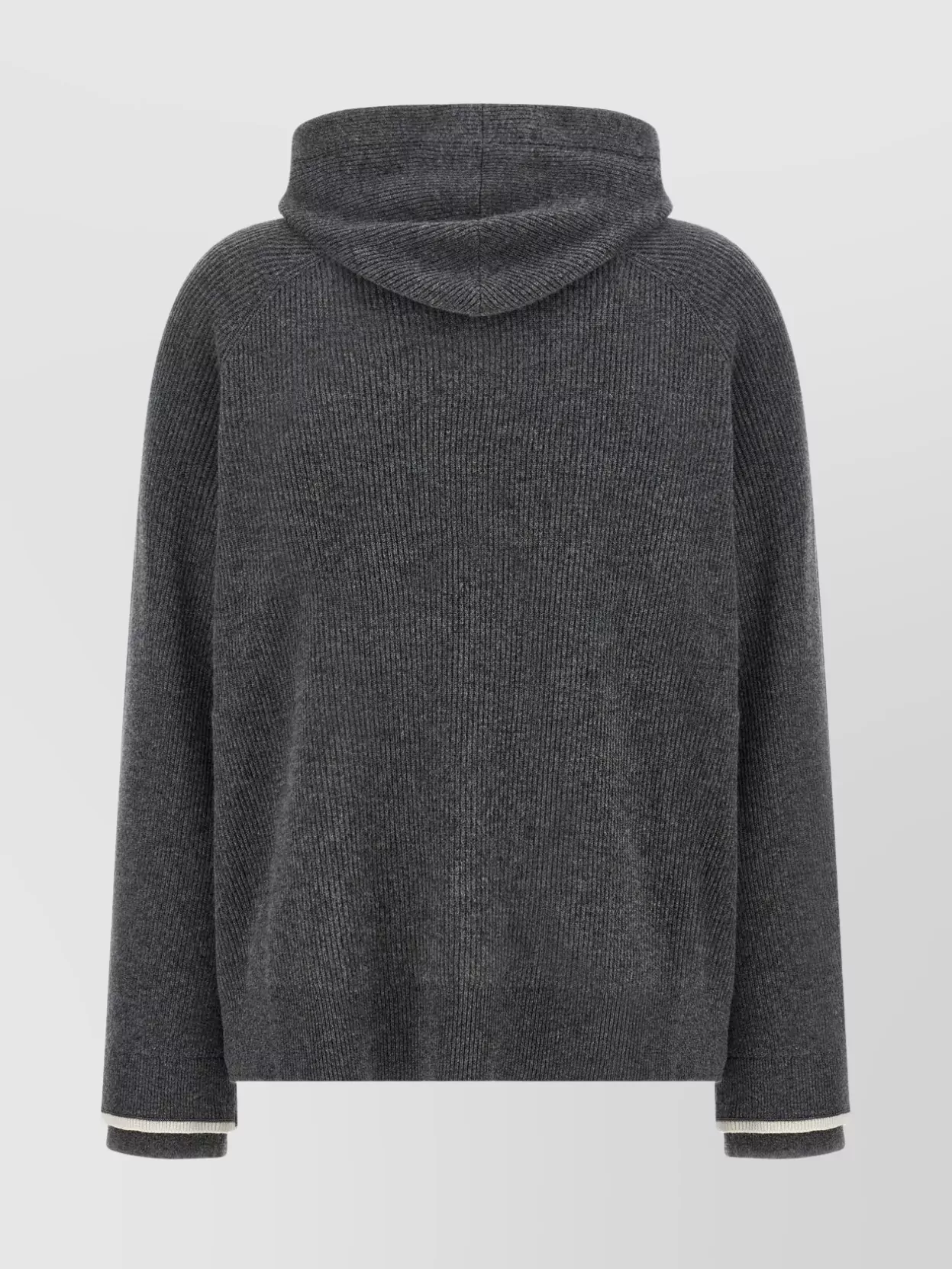 Brunello Cucinelli Ribbed Texture Hooded Sweater With Long Sleeves In Black