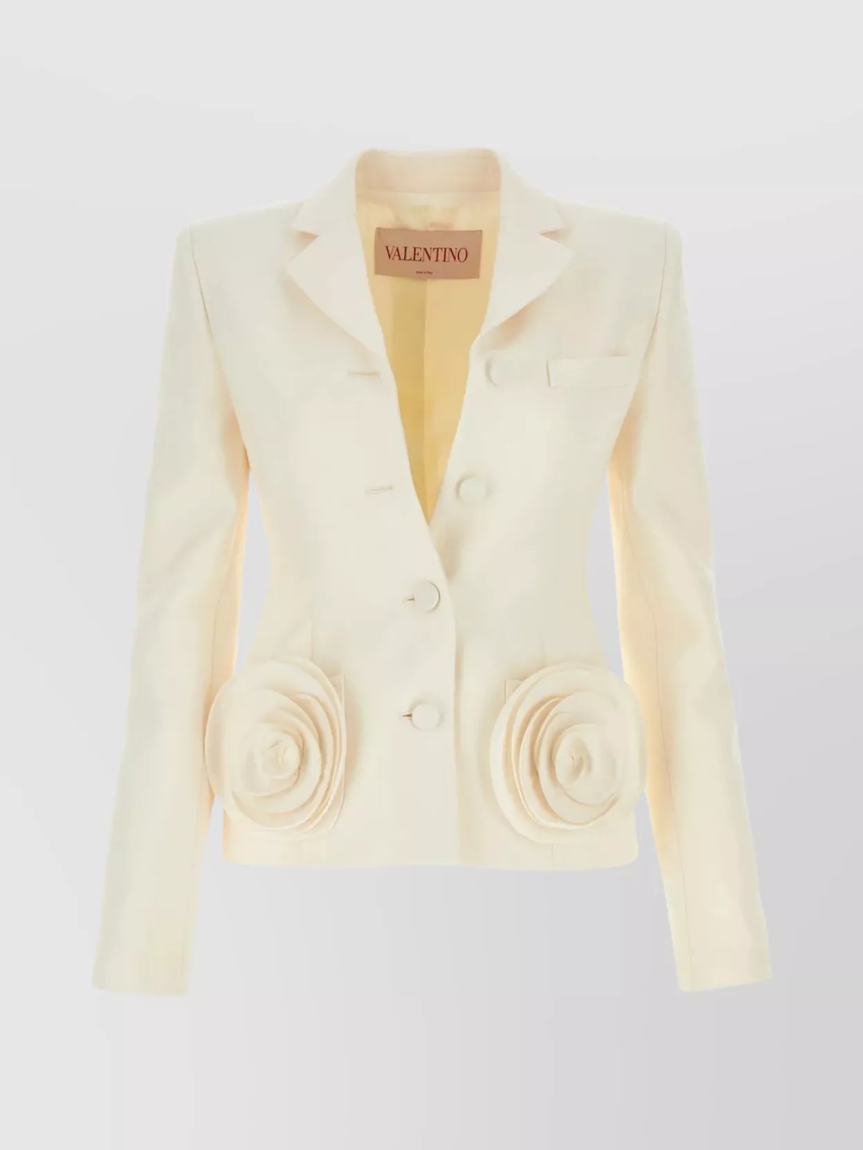 Shop Valentino Wool-silk Blazer: Structured With Floral Embellishment