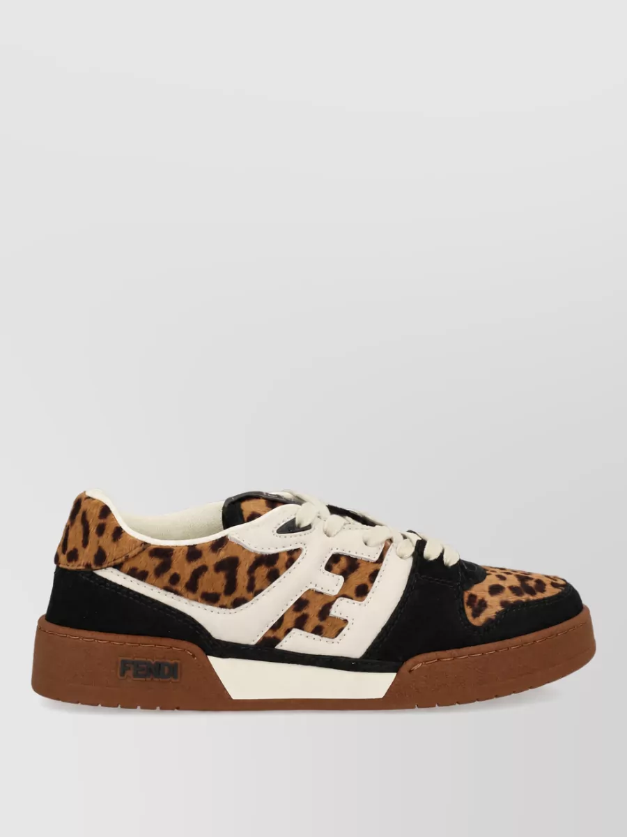 Fendi Match Sneaker Leopard Print Suede Leather