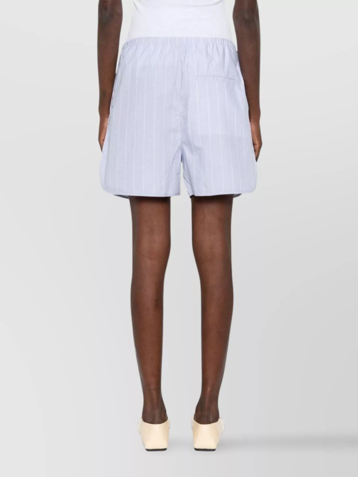 Filippa K Striped Drawstring Shorts Curved Hem