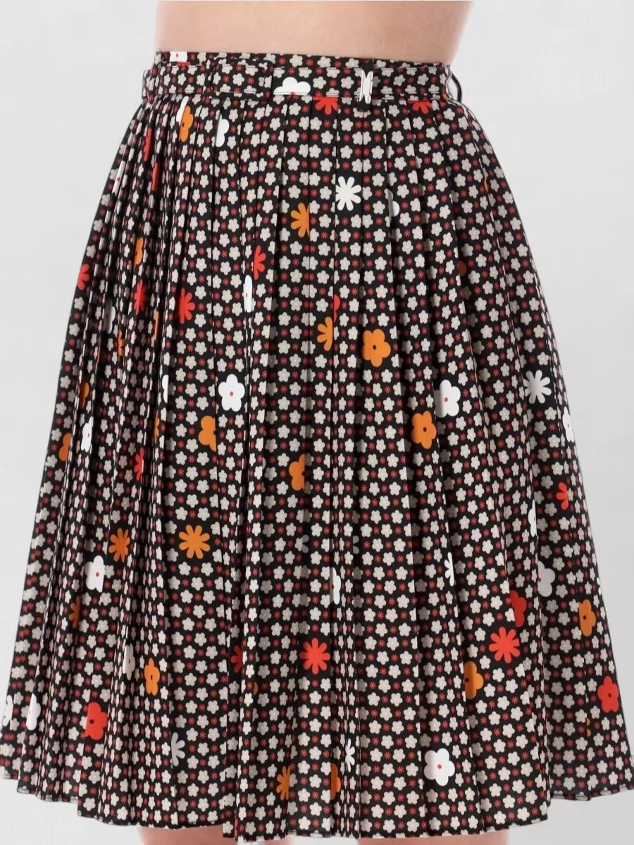 Mm6 Maison Margiela Floral-Print Pleated Midi Skirt