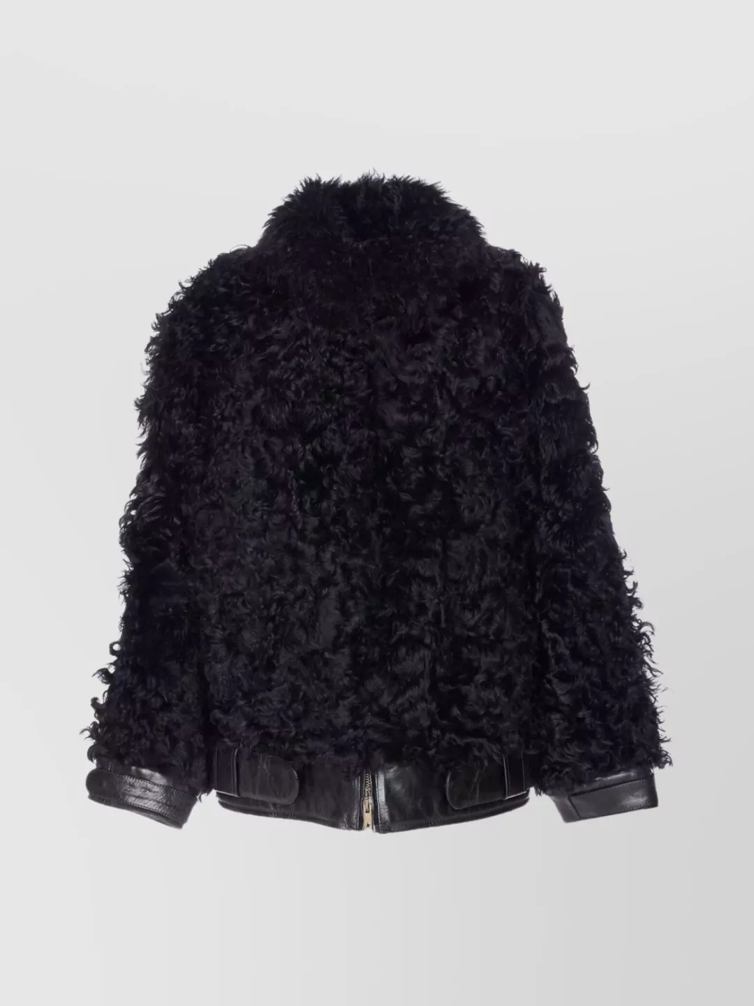 Golden Goose Shearling Fur Coat Leather Accents In Multi