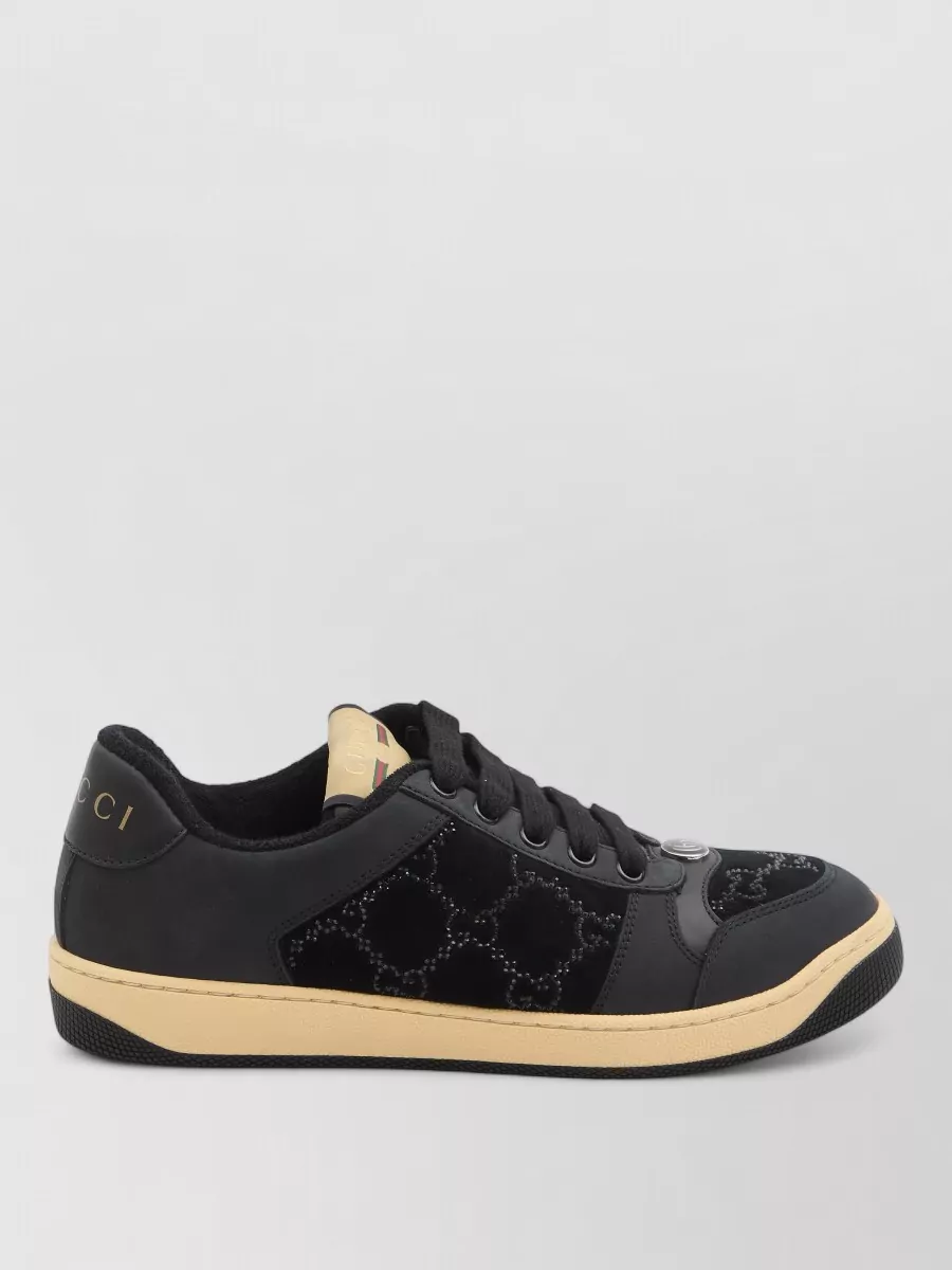 Gucci Screener Sneakers Gg Velvet Crystal Detail