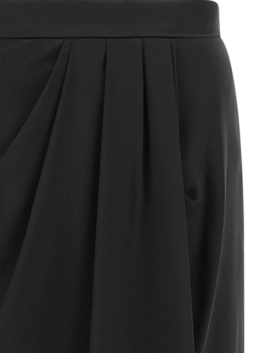 Max Mara Silk draped pleated asymmetric maxi skirt