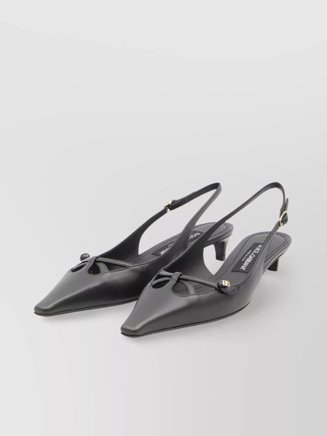 Dolce&Gabbana Logo Slingback Pumps With Cut-Out Square Toe