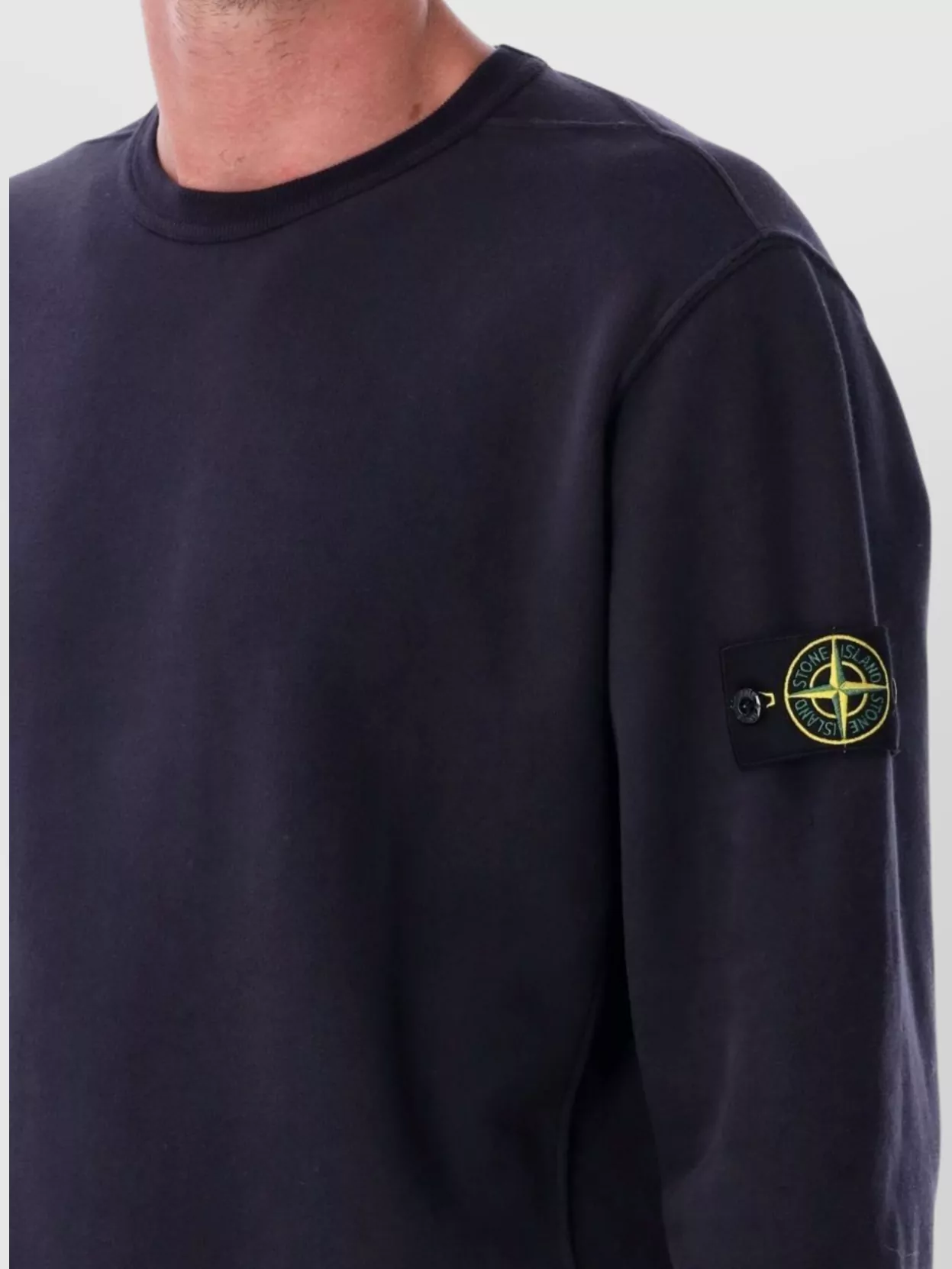 Stone Island Ribbed Crewneck Sweater With Long Sleeves In Blue