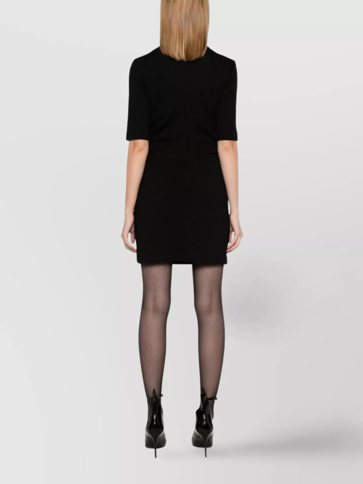 Sportmax High Neck Ruched Dress With Short Sleeves