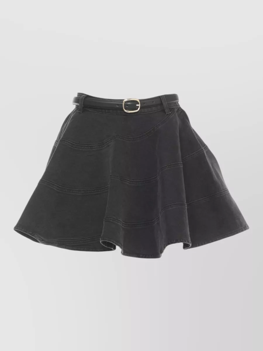 Self-Portrait Denim Flared Mini Skirt