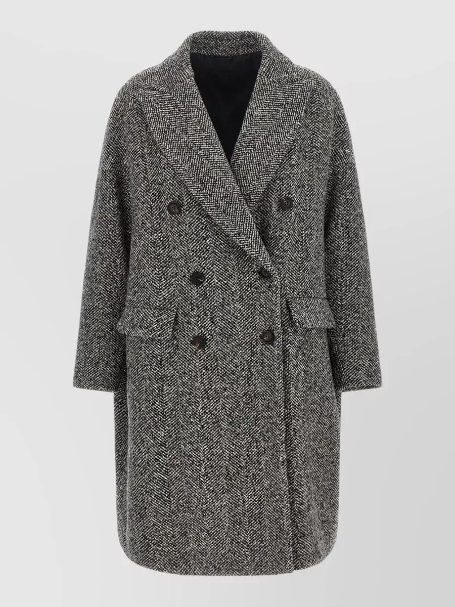 Brunello Cucinelli Virgin wool and alpaca double-breasted chevron coat