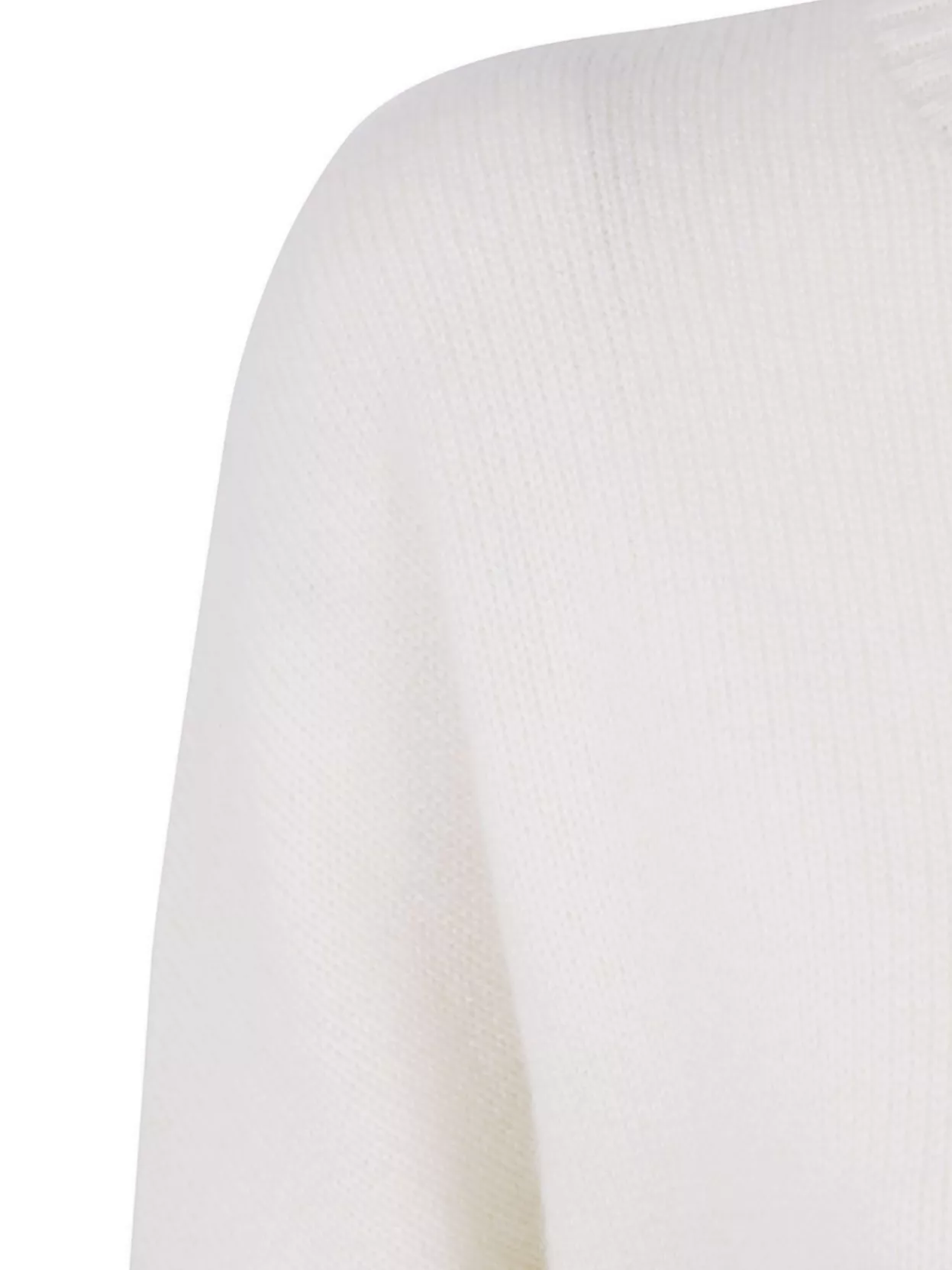 Kujten Long Sleeve Ribbed Cuff Knit Sweater In White