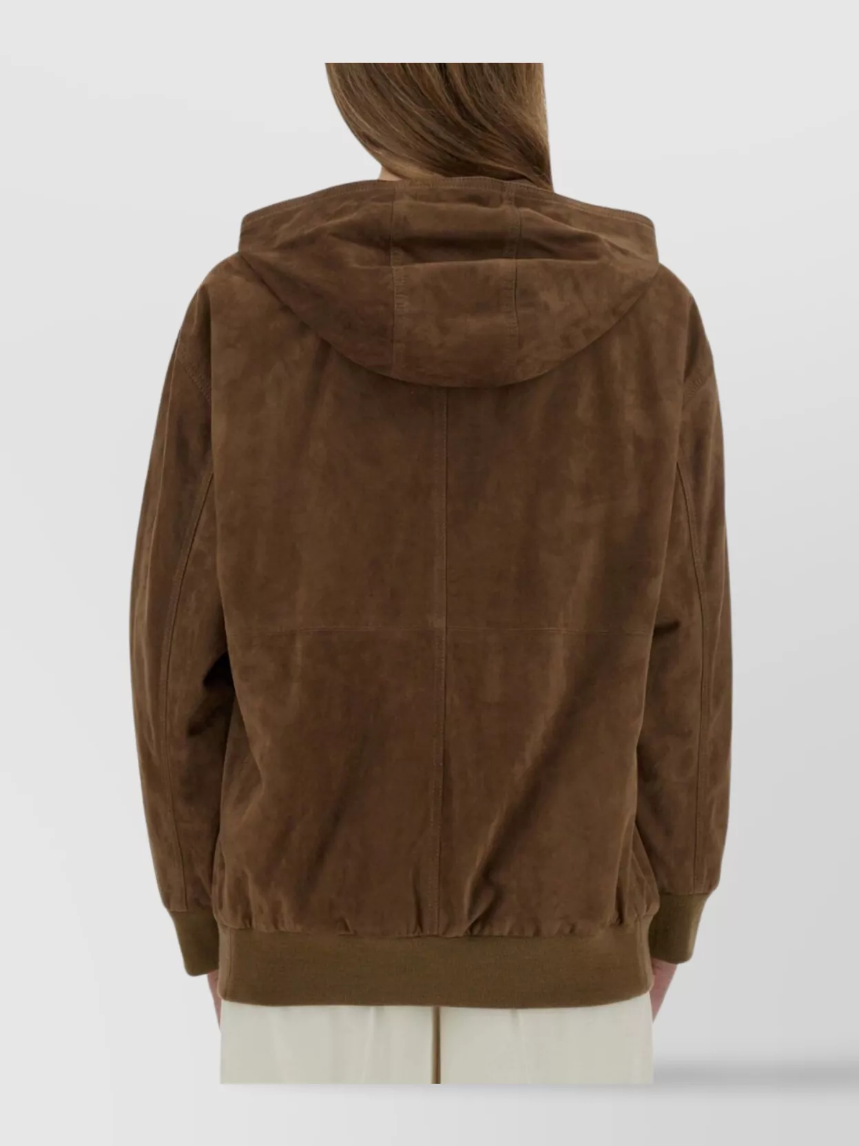 S Max Mara Hooded Leather Jacket With Ribbed Cuffs And Hem