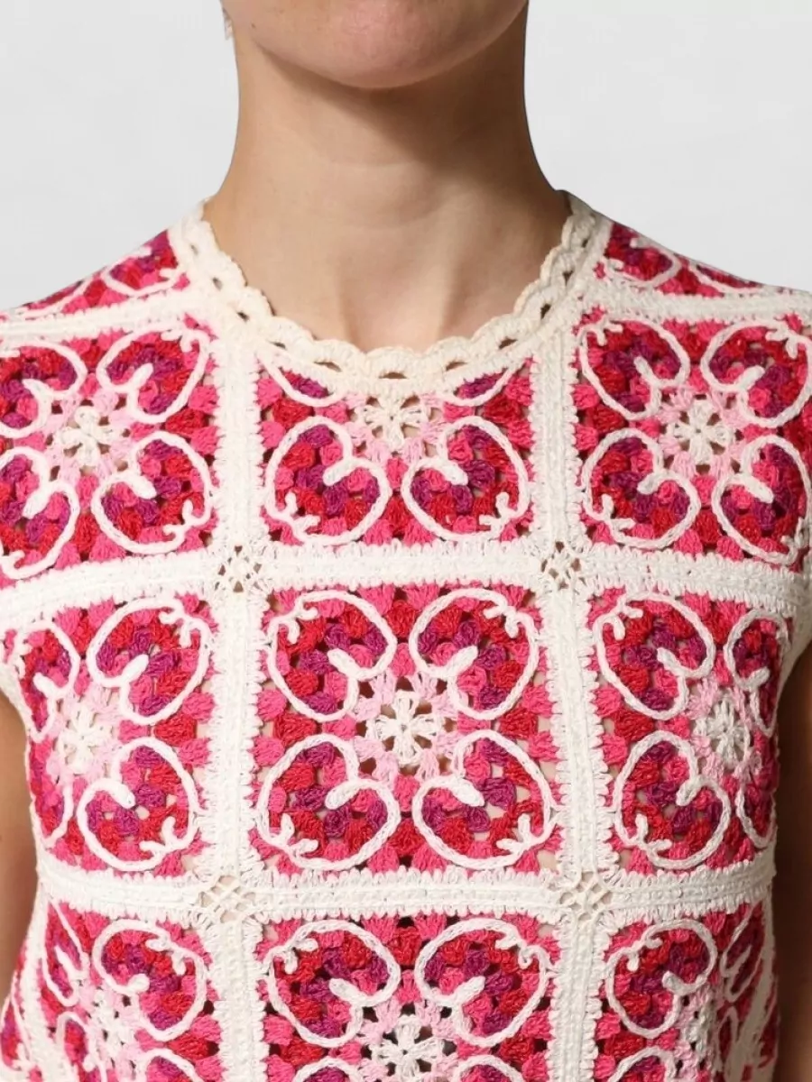 Dolce&Gabbana cotton multicolor brick stitched crochet mini dress