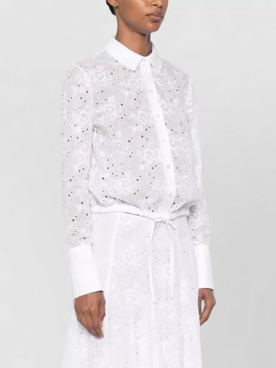 Tory Burch Cotton Broderie Anglaise Long-Sleeve Shirt