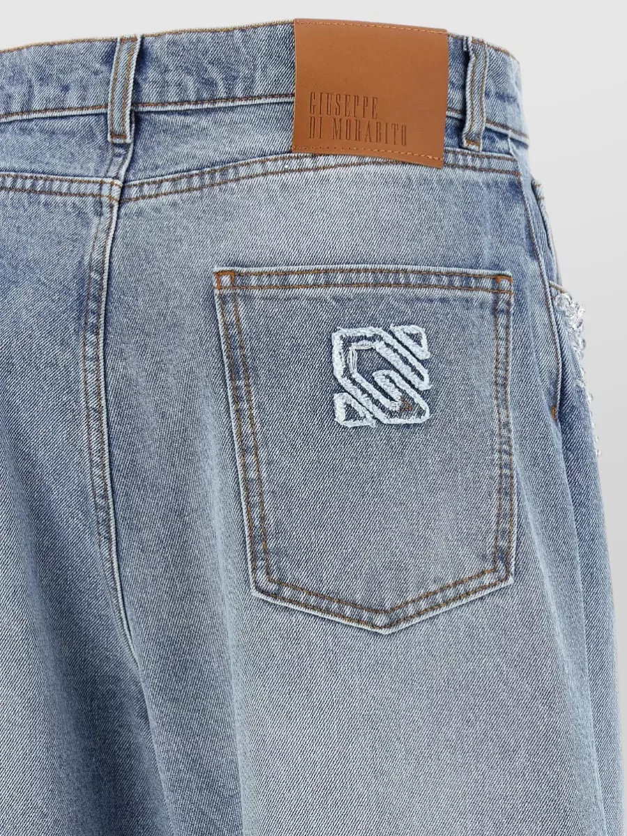 Giuseppe Di Morabito Crystal-Embellished Denim Wide-Leg Jeans