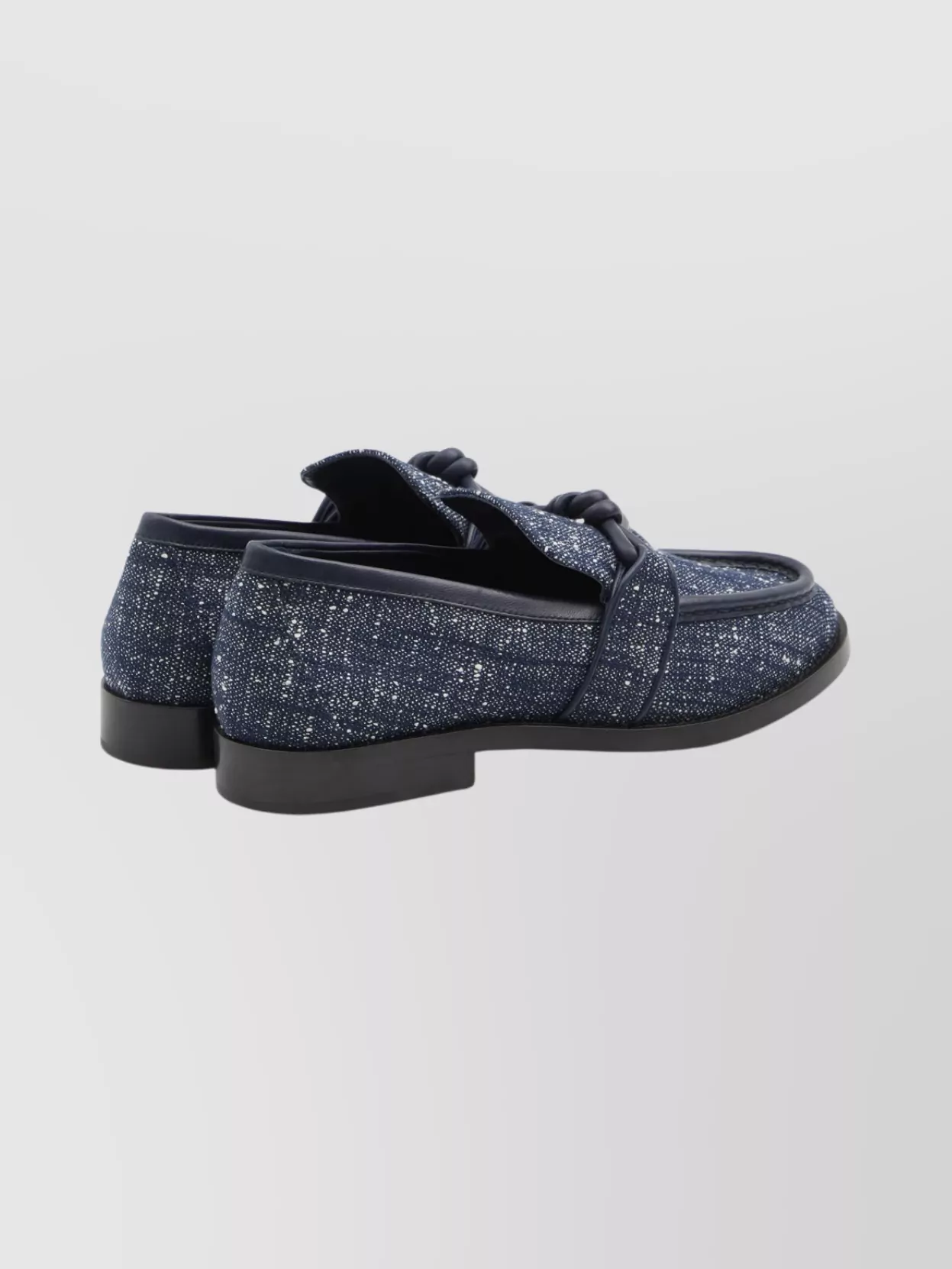 Bottega Veneta Loafers With Textured Finish And Leather Knot In Blue