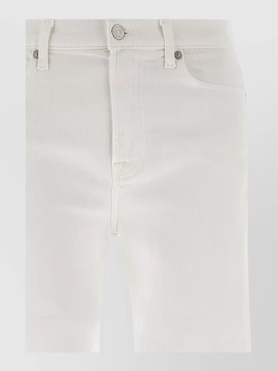 7 For All Mankind Dojo Denim Trousers Flared Leg Belt Loops In White