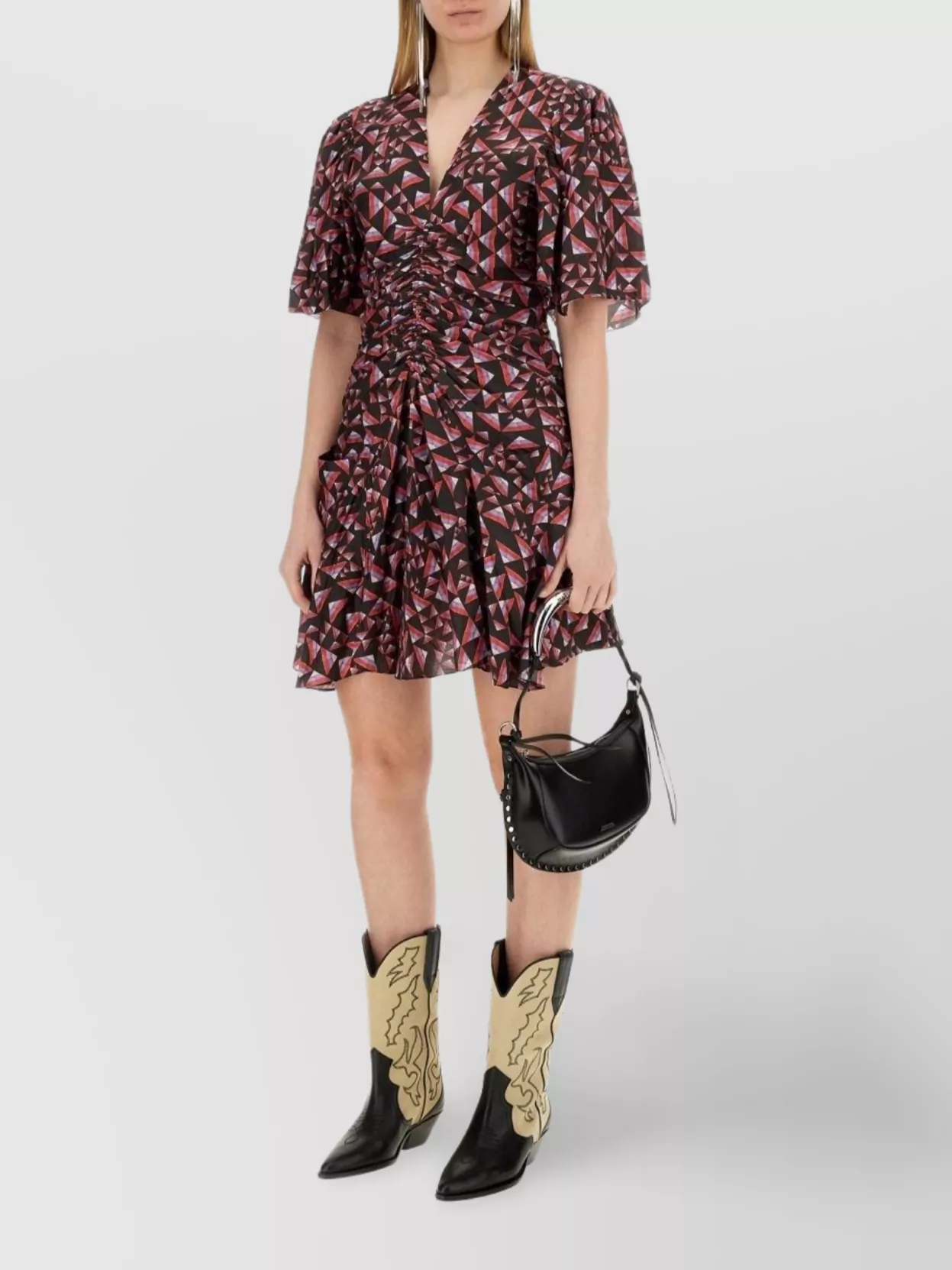 Shop Isabel Marant "link" Geometric Flared Hem Dress