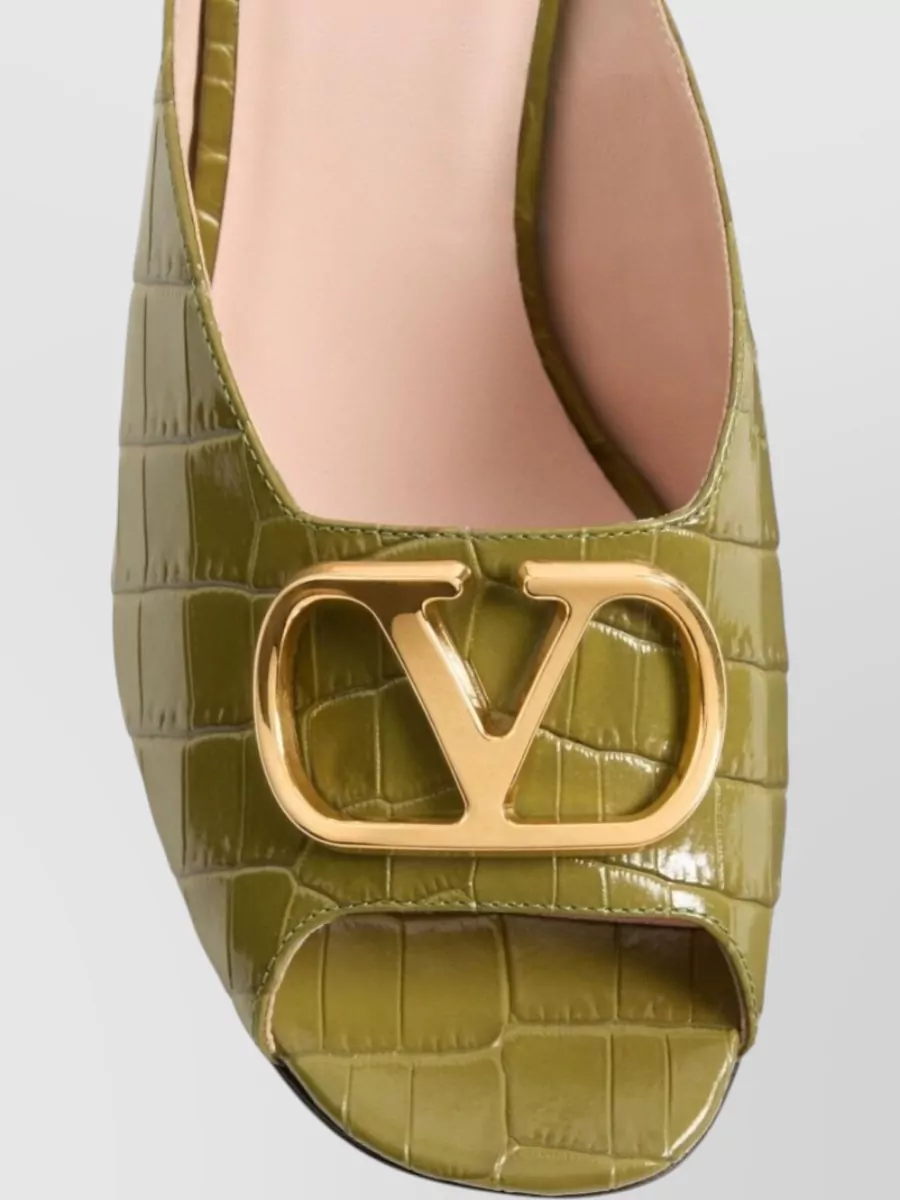 Valentino Garavani Leather Crocodile-Effect Mules