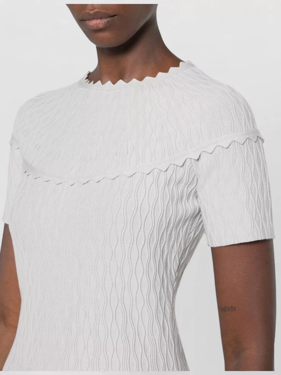 Emporio Armani Textured Scalloped-Trim A-Line Mini Dress