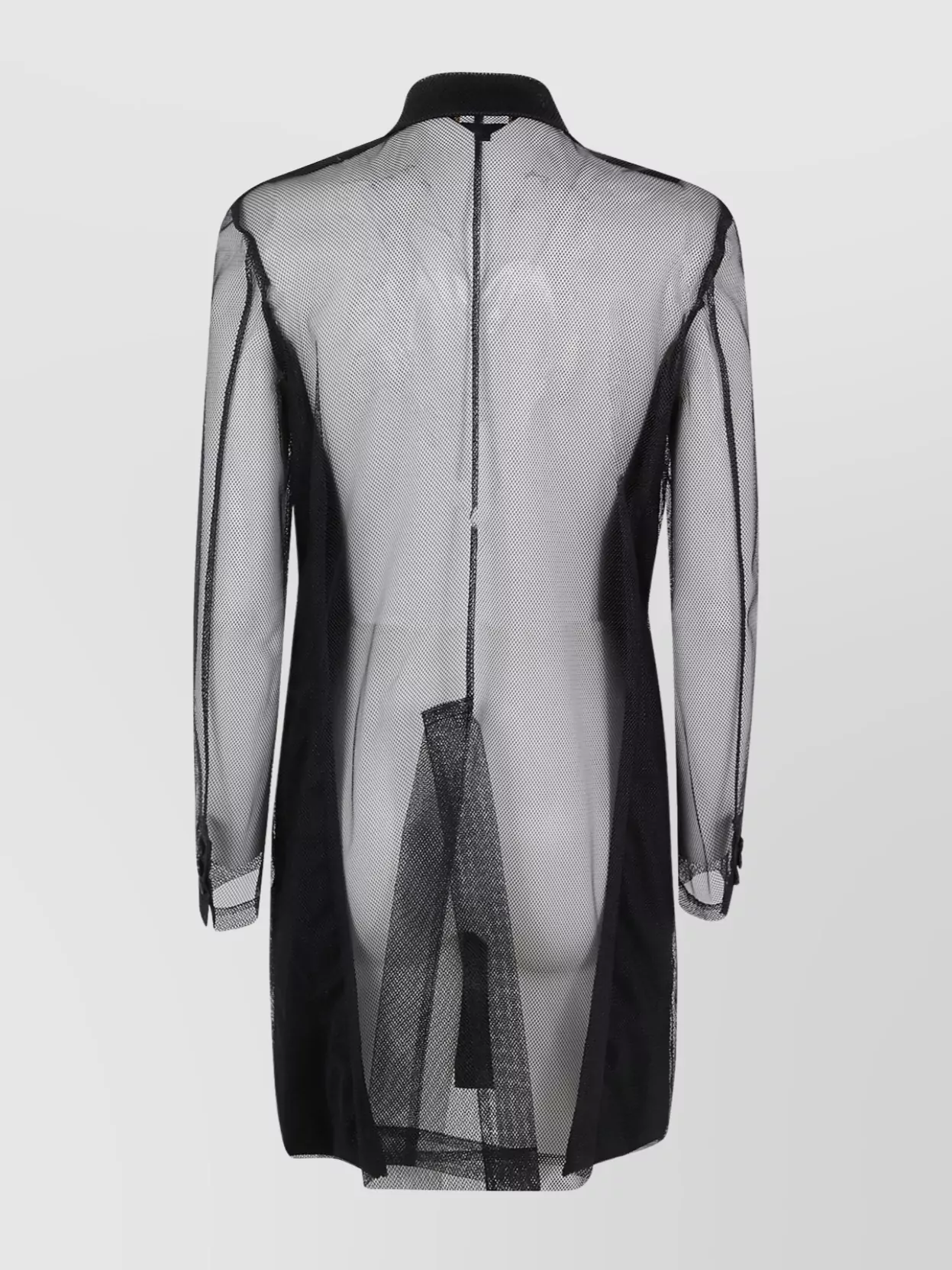 Comme Des Garçons Flap Pockets Notched Lapels Sheer Sleeves In Black