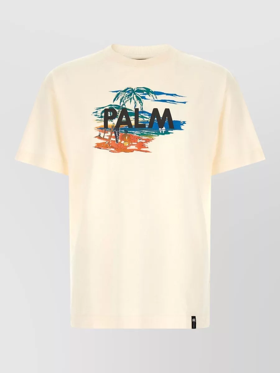 Palm Angels ribbed crew neck graphic print t-shirt