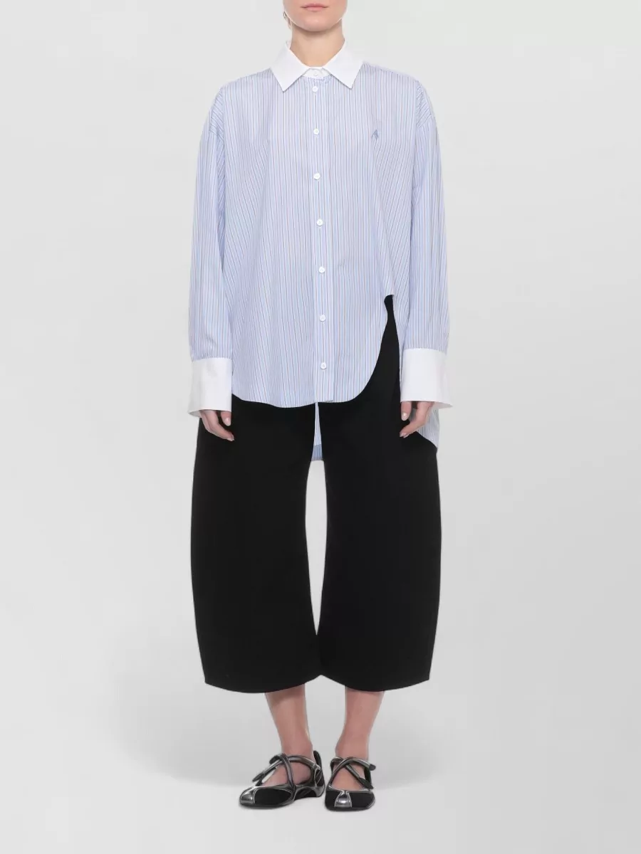The Attico Striped Oversized Cotton Long-Sleeve Shirt