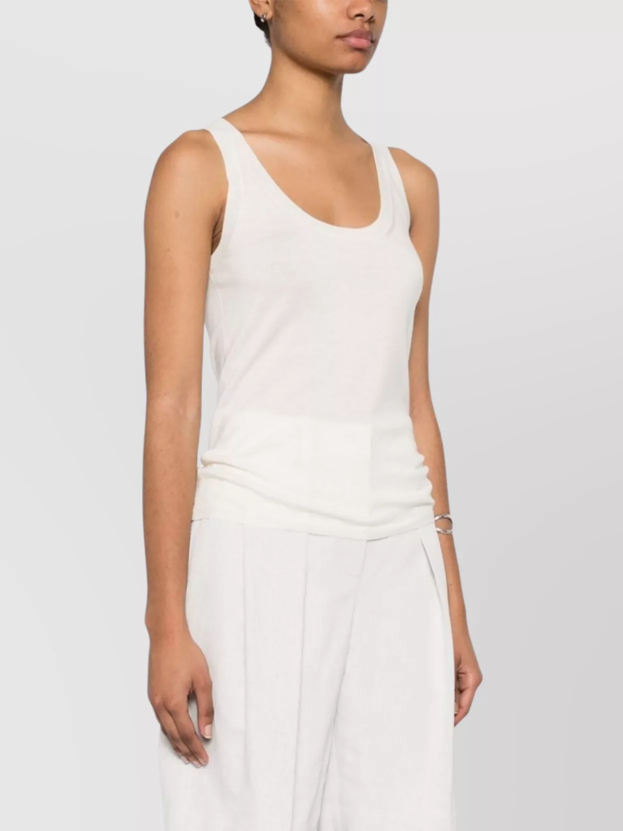 Max Mara Knitted Cashmere Tank Top With Racerback In White