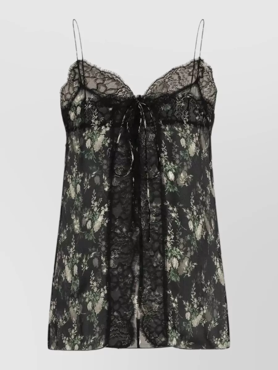 Dolce&Gabbana silk floral-print lace-trim knotted camisole