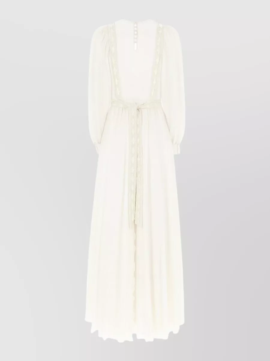 Valentino Silk Dress Long Pleated Skirt Belt