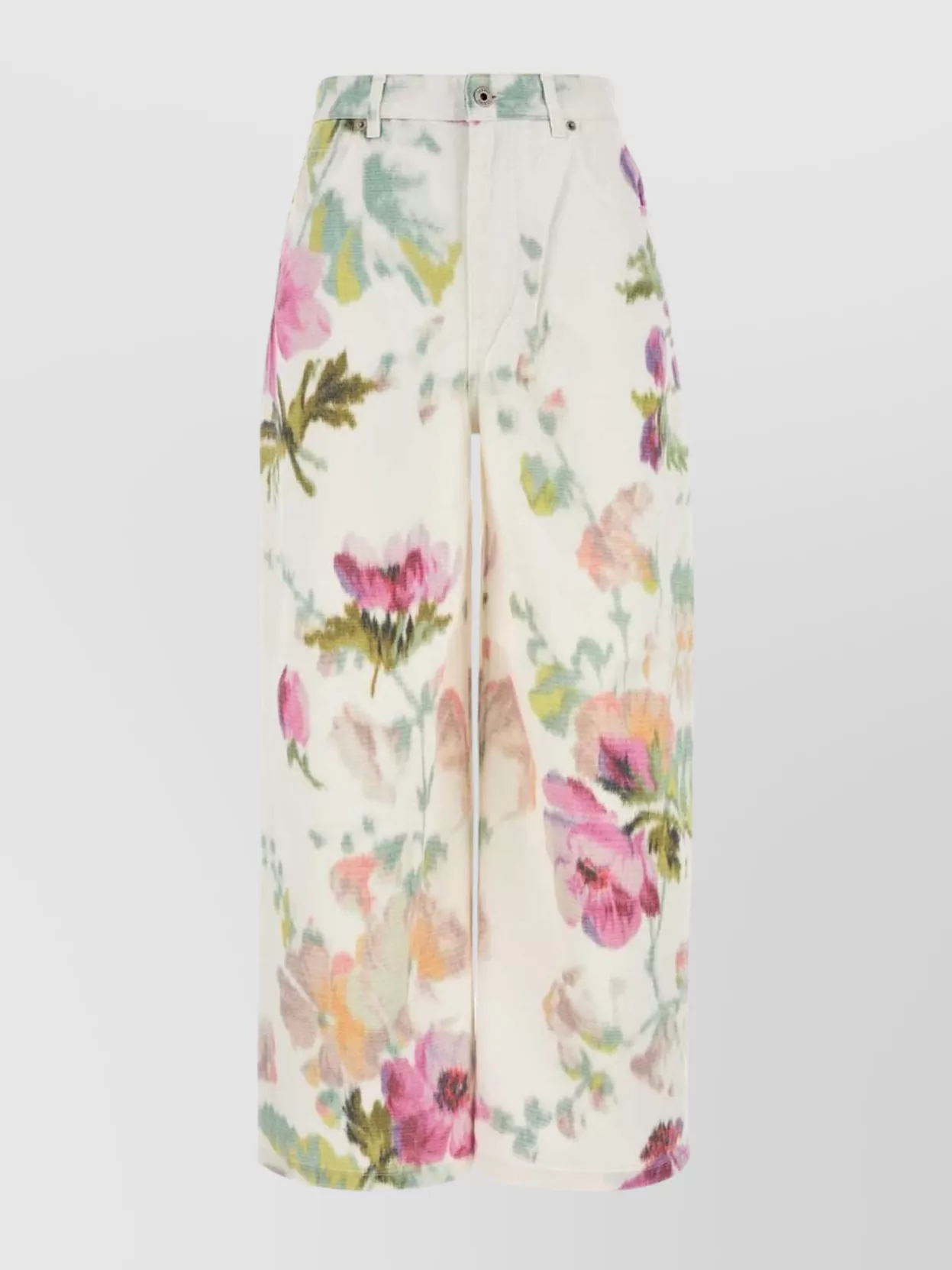 Loewe Floral Print Wide Leg Denim Trousers In Multi