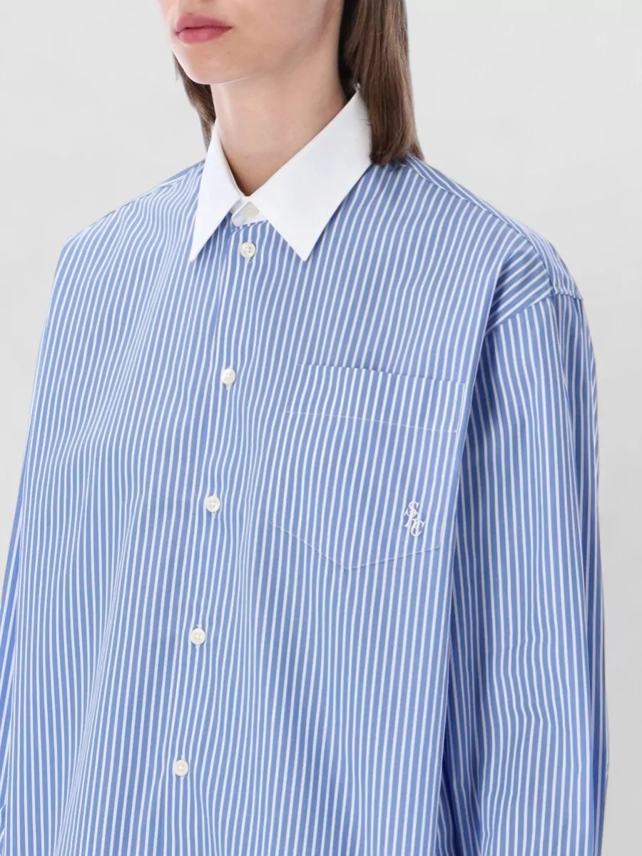 Sporty & Rich Striped Oversized Cotton Shirt