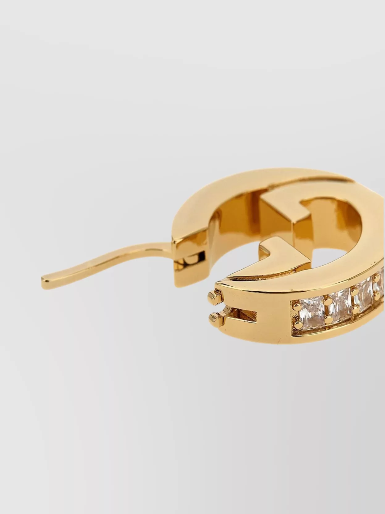 Gucci Mini Hoop Earrings Featuring Embedded Stones In Gold