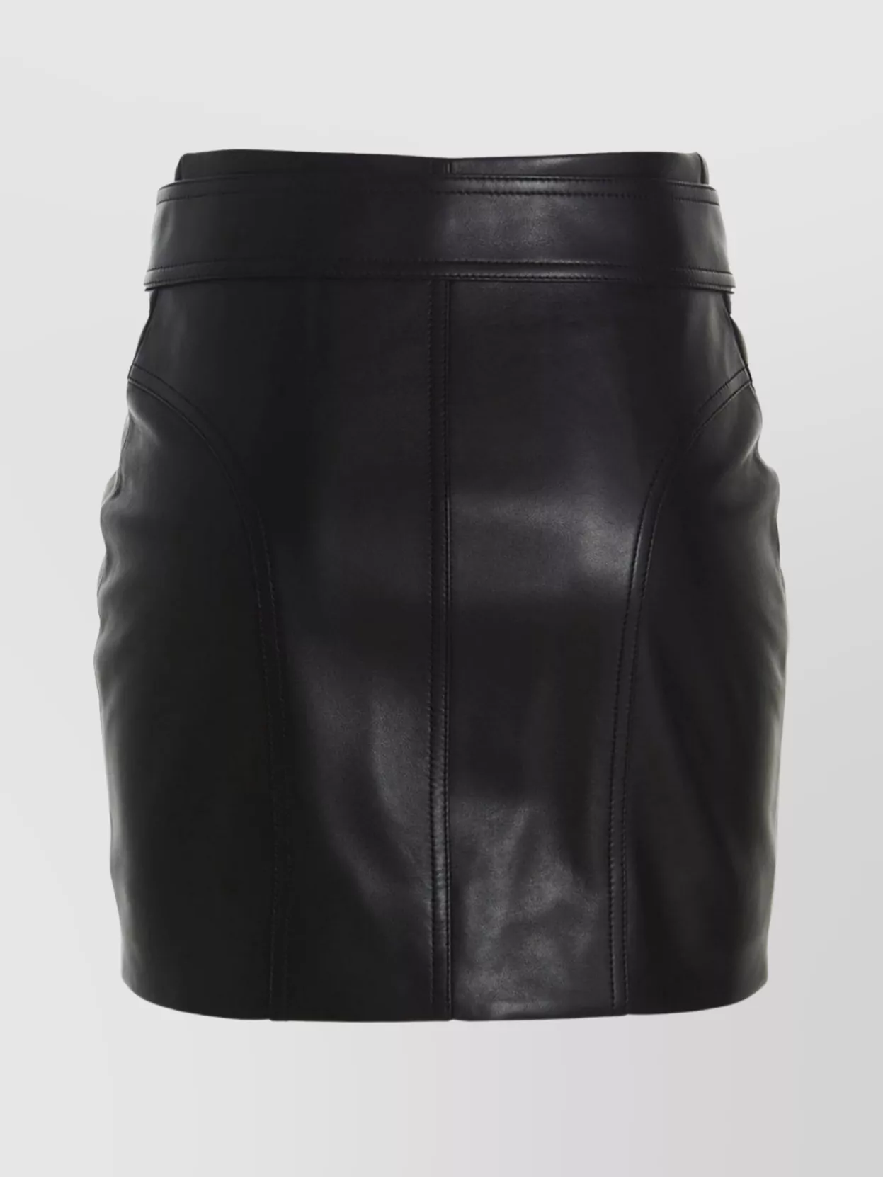 Balmain High-Waisted Quilted Leather Skirt