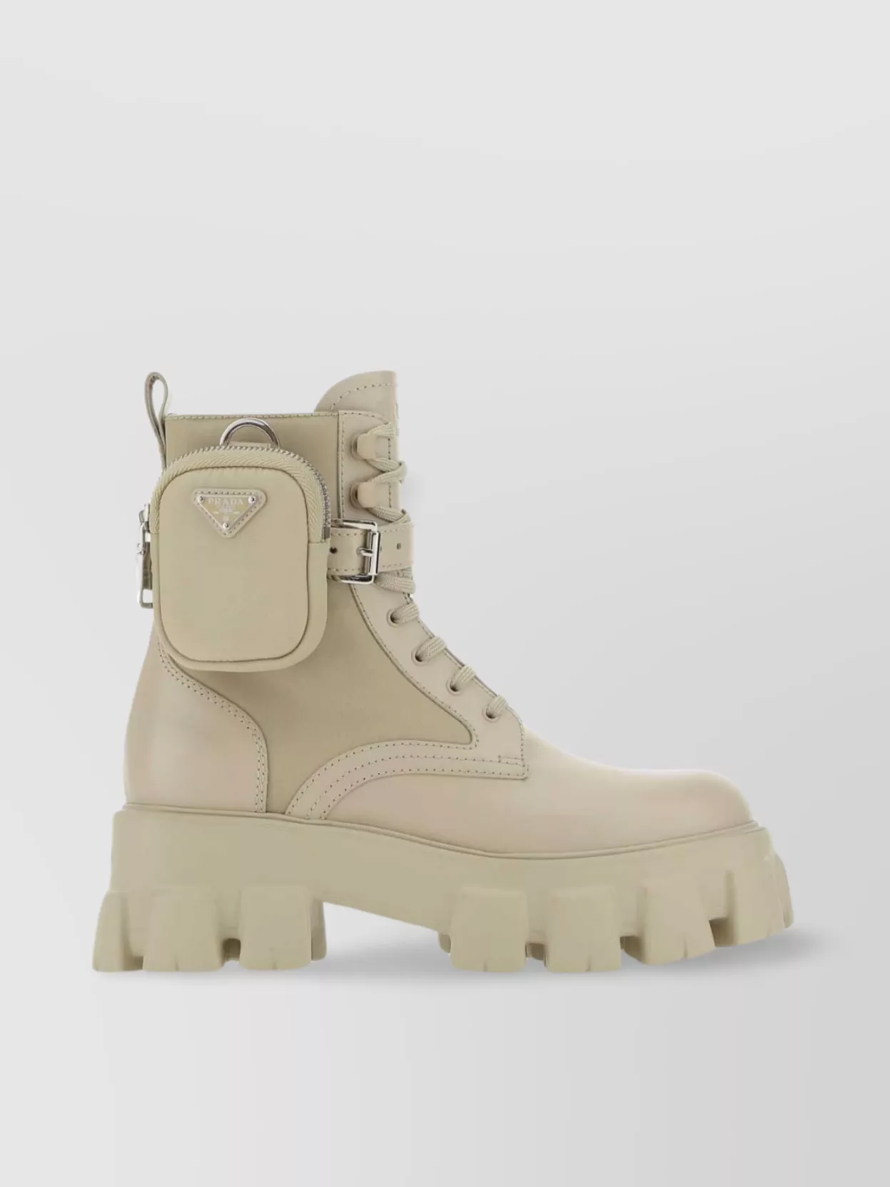 Shop Prada Leather And Nylon Monolith Boots