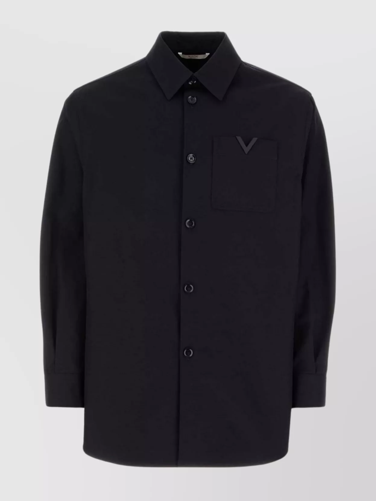 Shop Valentino Shirt Cotton Collar Sleeves Hem Pocket In Blue