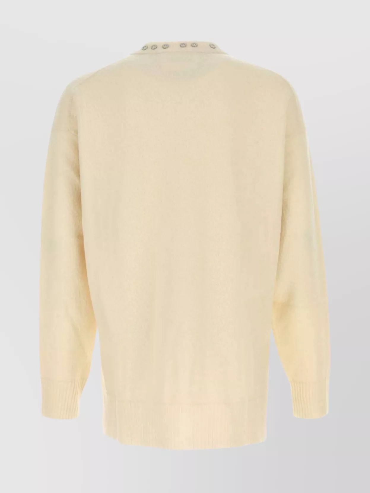 Jil Sander Wool Sweater Featuring Embellished Neckline In Neutral