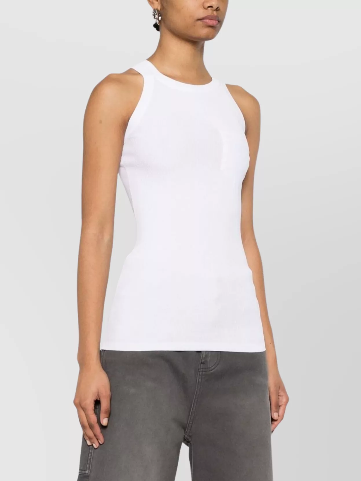 Sportmax Ribbed Texture Crewneck Top With Chest Pocket