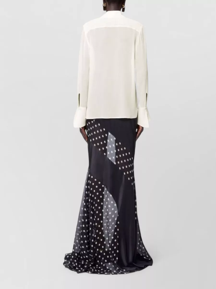 Nina Ricci Silk Top Long Sleeves Tie Neck Scarf