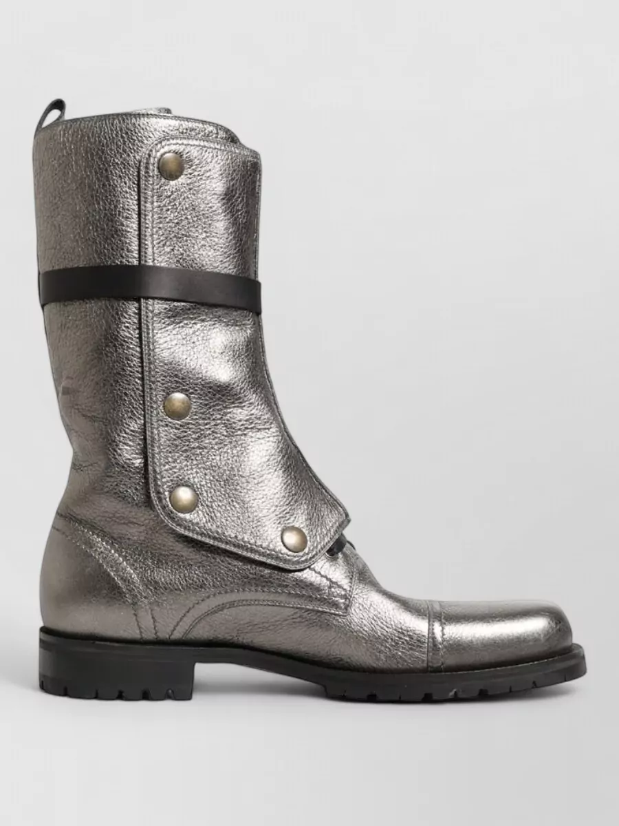 Dolce&Gabbana Leather Buckle Combat Boots