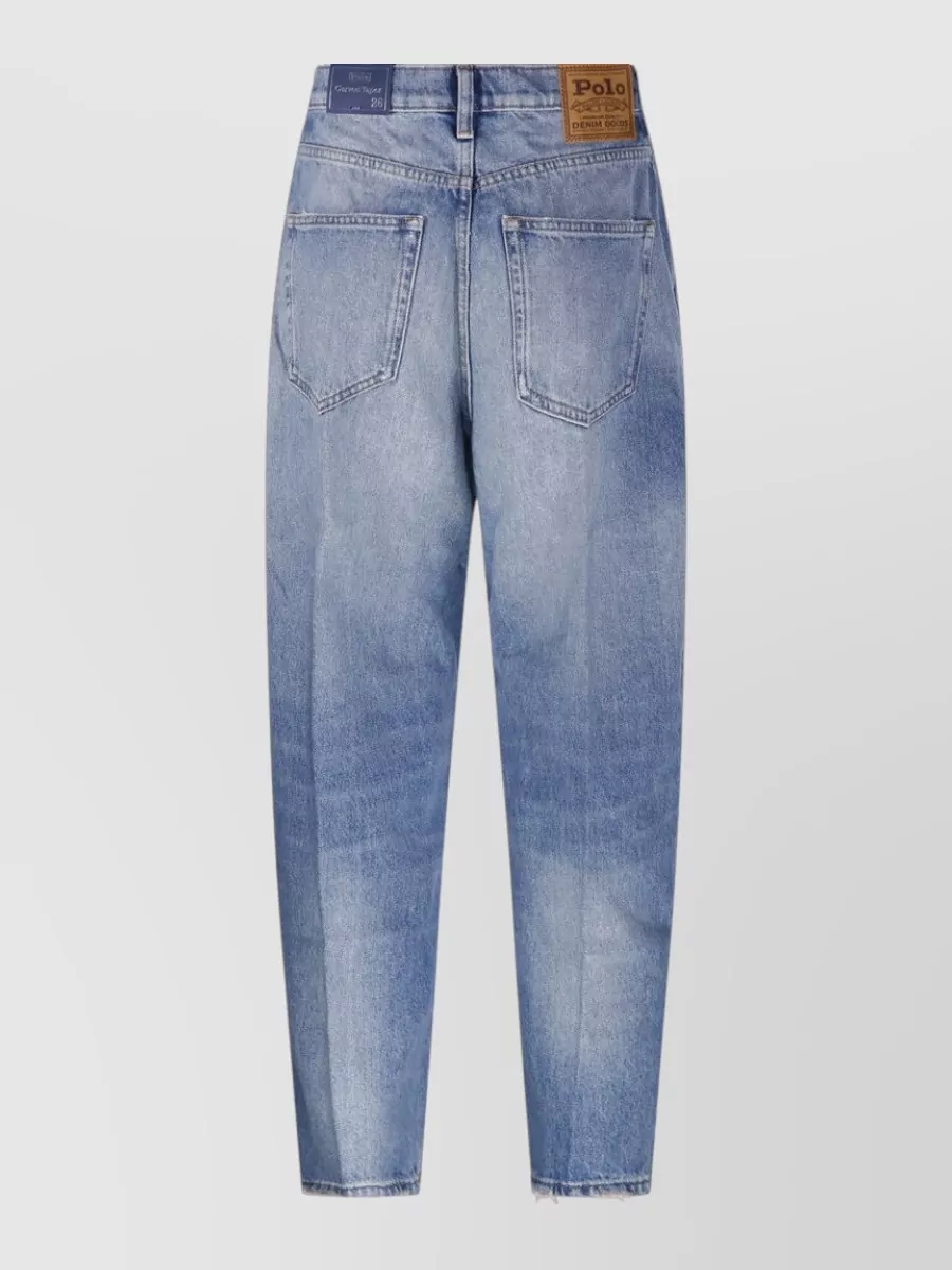 Ralph Lauren Straight Leg Denim Trousers Faded Wash In Blue