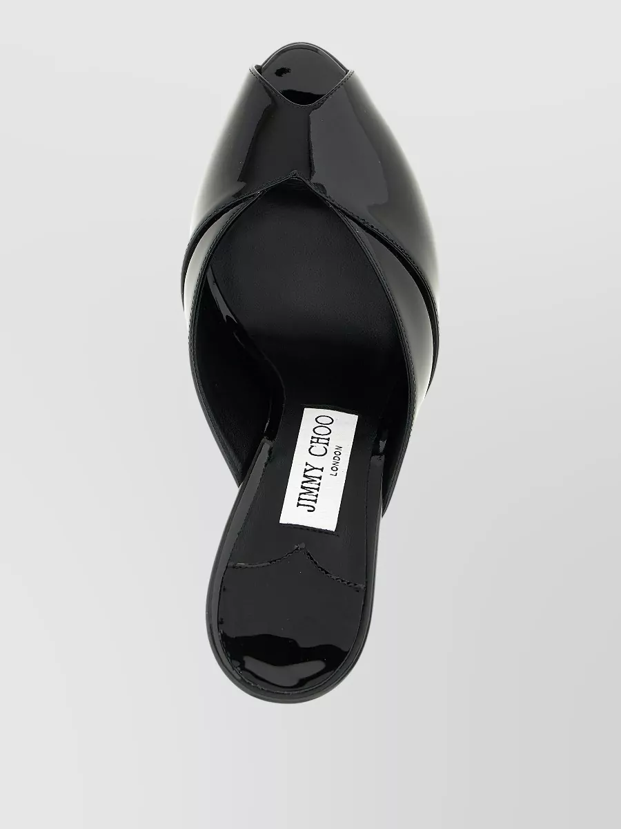 Jimmy Choo Brigitte Mule Sandals Patent Peep Toe