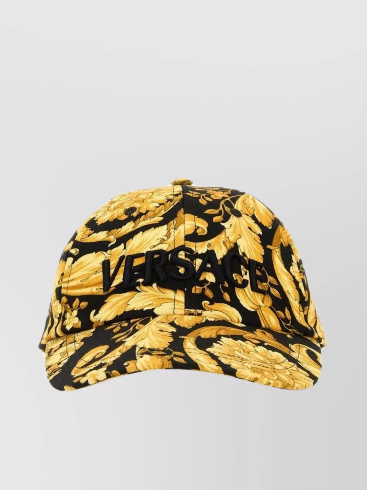 Shop Versace Curved Visor Cotton Cap With Barocco Embroidery