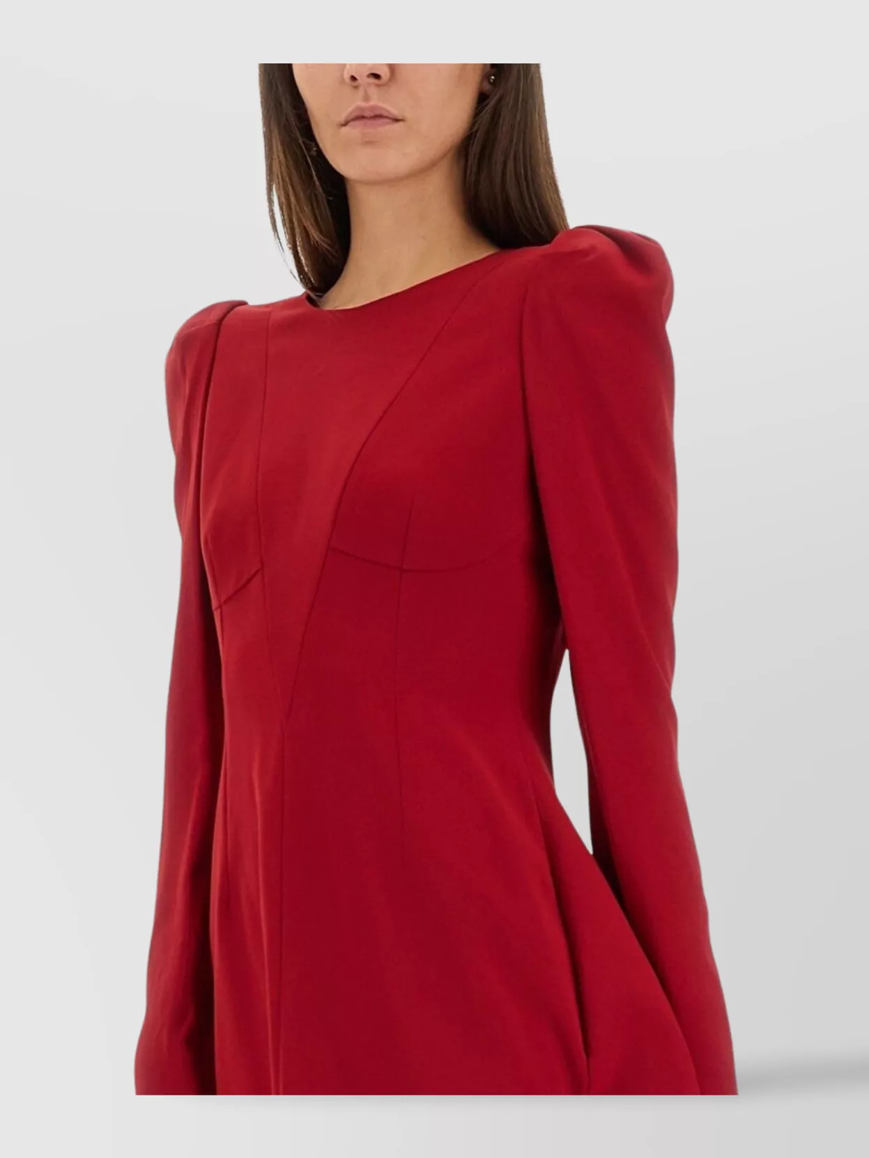 Alexander Mcqueen Puffed Shoulder Long Sleeve A-Line Dress