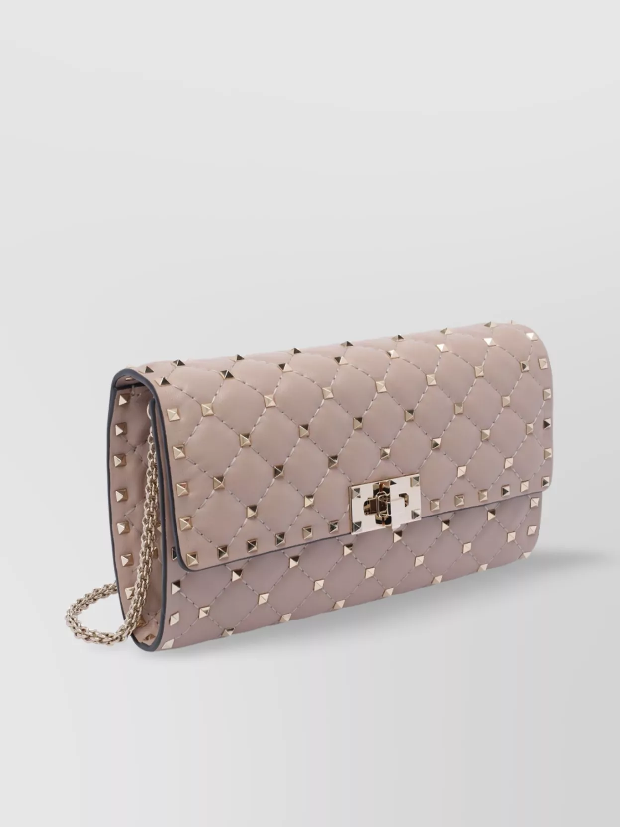 Valentino Quilted Chain Strap Shoulder Bag Studs In Neutral