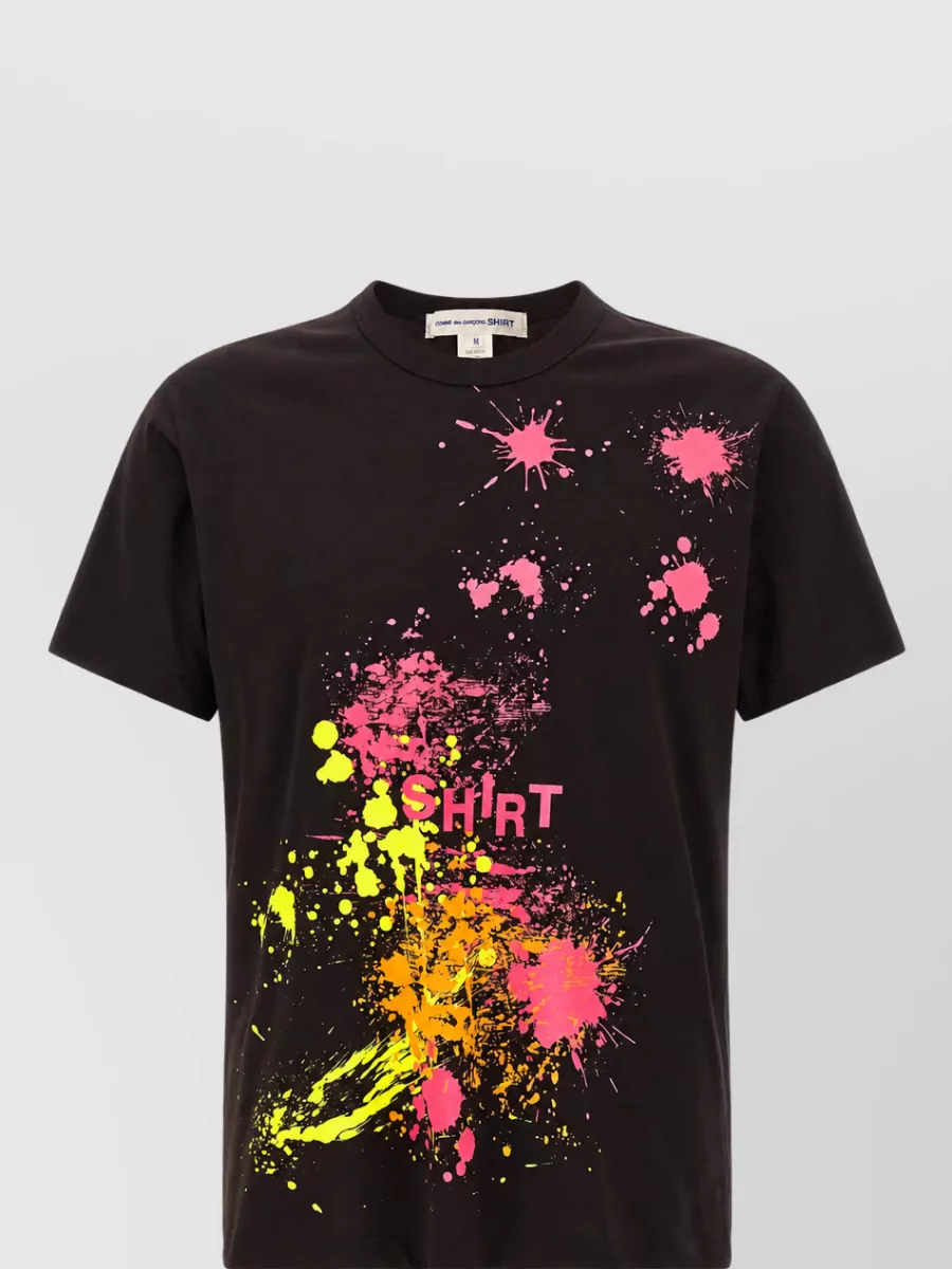 Comme des Garçons paint splash cotton logo print t shirt