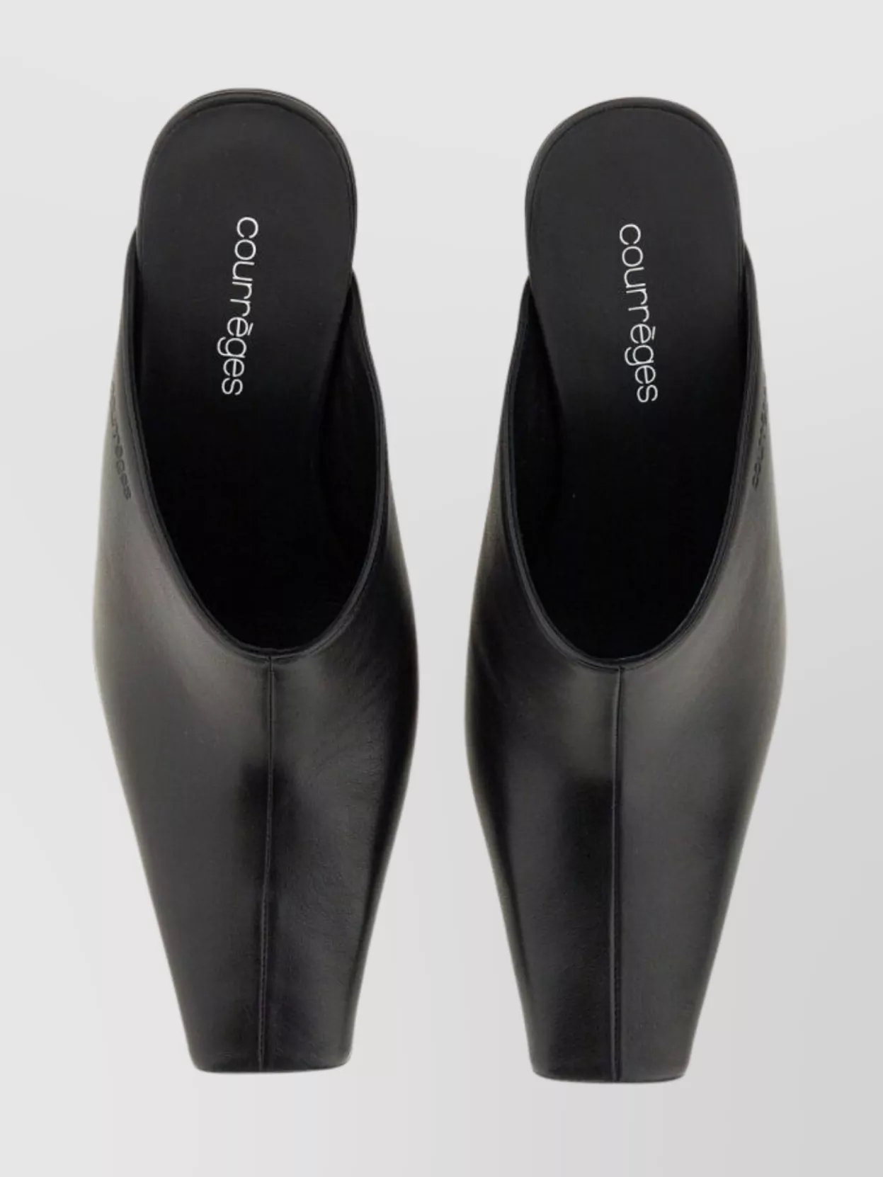 COURRÈGES SQUARE TOE BLOCK HEEL MULES